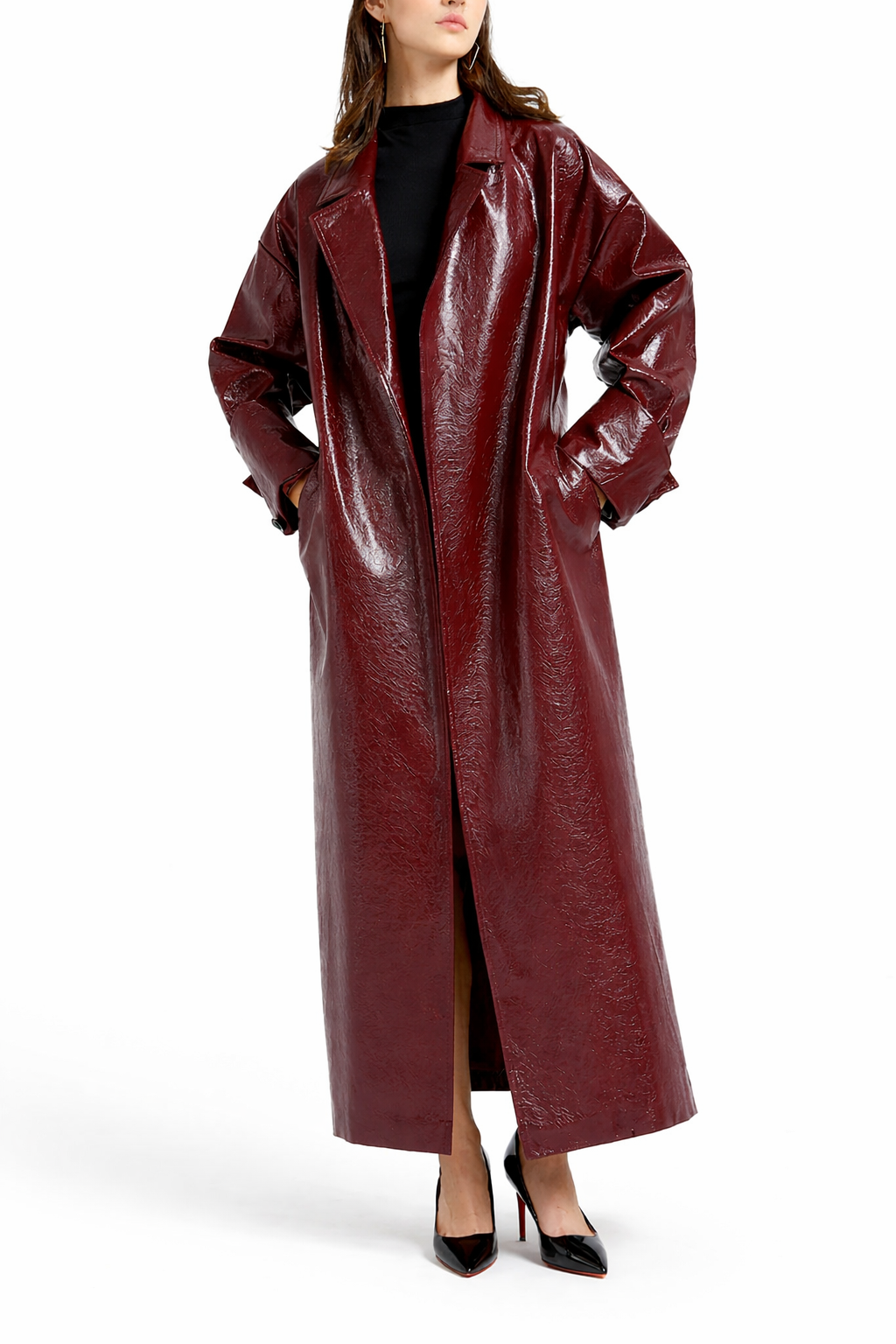 SARA GUTIERREZ | GABARDINA DE CUERO BURDEOS