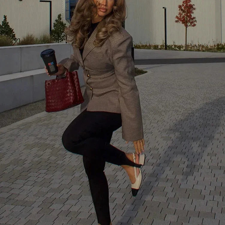 LETICIA | ABRIGO TRAJE A CUADROS